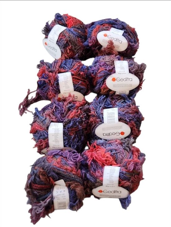 Gedifra Other - Gedifra Chapello Yarn Lot 8 Skeins Wool Blend Italy Textured Eyelash Yarn